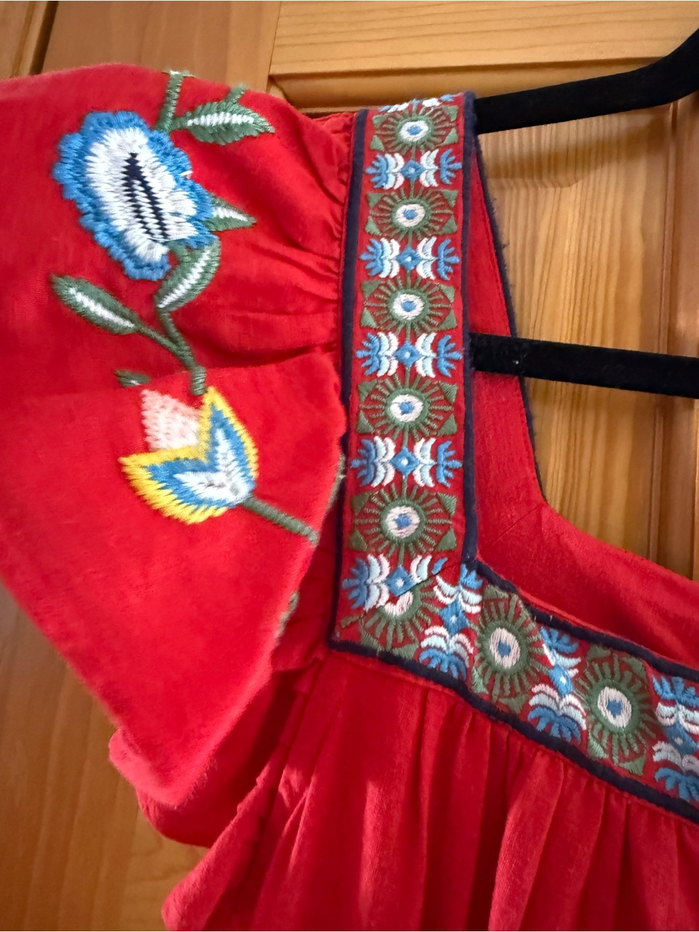 FARM rio for Anthropologie Red Embroidered Maxi Dress - Picture 4 of 6